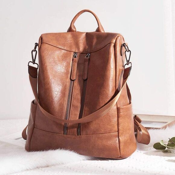 OLYE Leather Backpack for Women-Brush-off Vintage